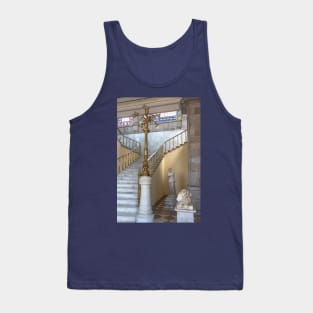 Mexico. Mexico City. Chapultepec Castle. Stairs. Lamp Post. Tank Top